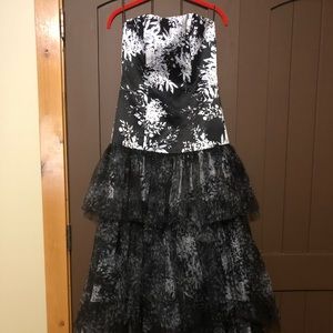 Parker Black Evening Gown in Black and White
